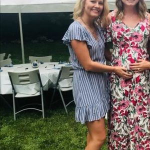 Blue with white striped jumper